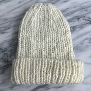 For Love & Lemons Cream Chunky Knit Beanie One Size FLL